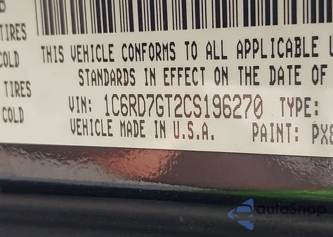 2012 Ram 1500 Slt from USA, damaged, VIN 1C6RD7GT2CS196270